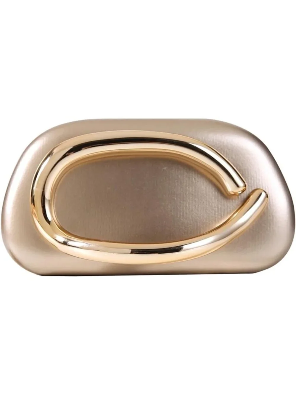 👜Women's Champagne Art Deco Clutch Gold-Tone Handle Evening Party Purse Bag